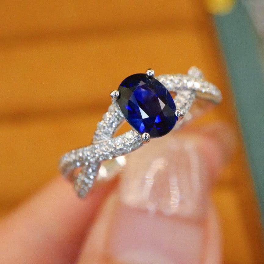 14k Gold 1.47 Ctw Natural Sapphire & Diamond Ring - 3