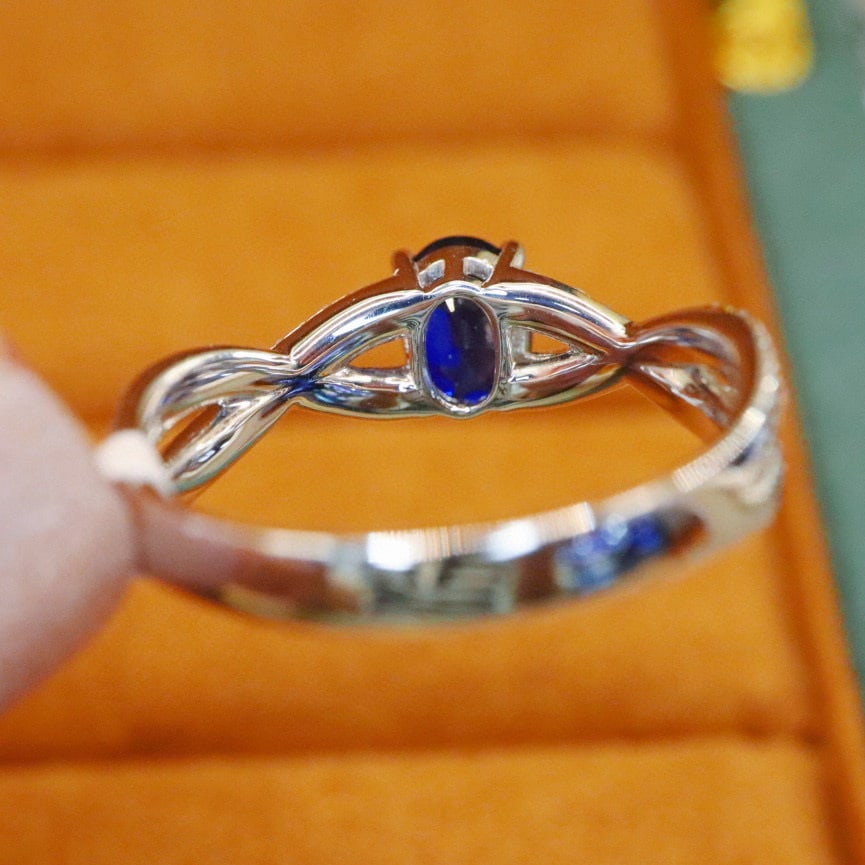 14k Gold 1.47 Ctw Natural Sapphire & Diamond Ring - 4