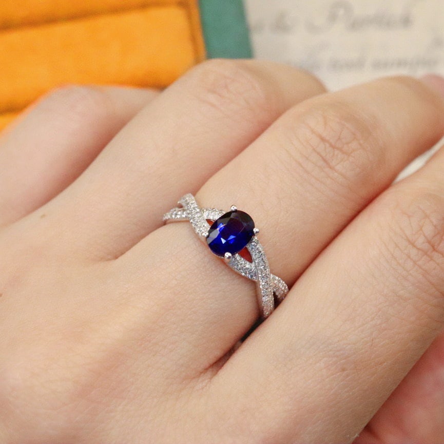 14k Gold 1.47 Ctw Natural Sapphire & Diamond Ring - 5