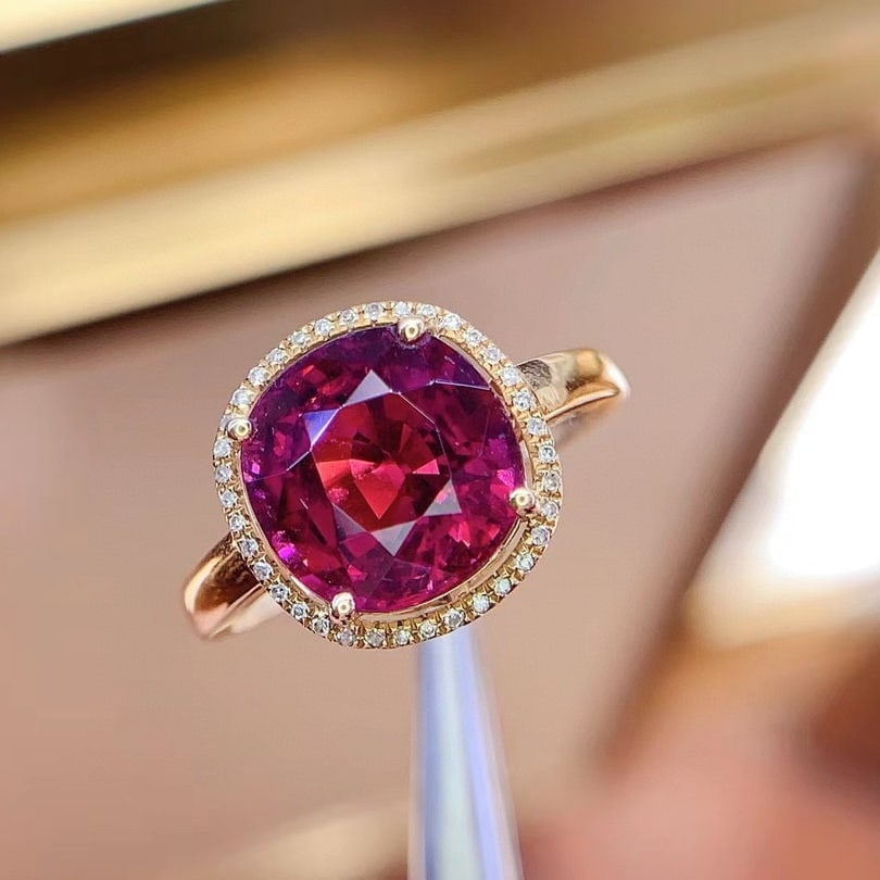 14k Gold 4.3 Ct Natural Tourmaline & Diamond Ring - 2