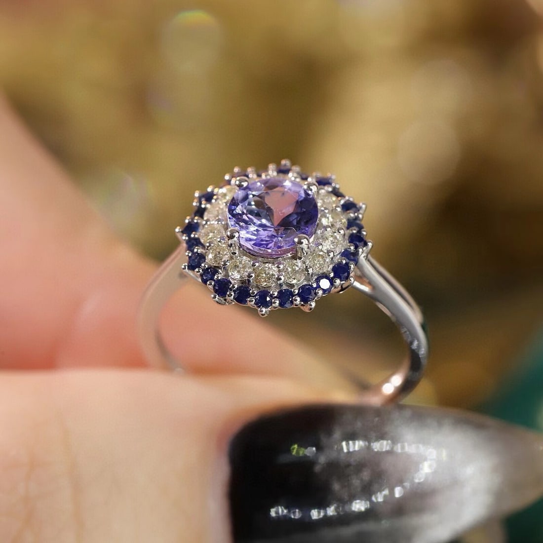 14k Gold 1.06 Ctw Natural Tanzanite & Diamond Ring - 5