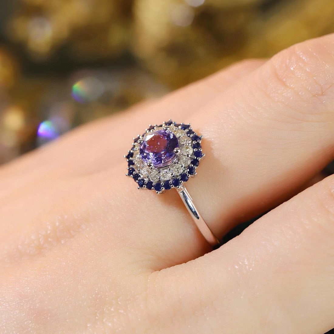 14k Gold 1.06 Ctw Natural Tanzanite & Diamond Ring - 7