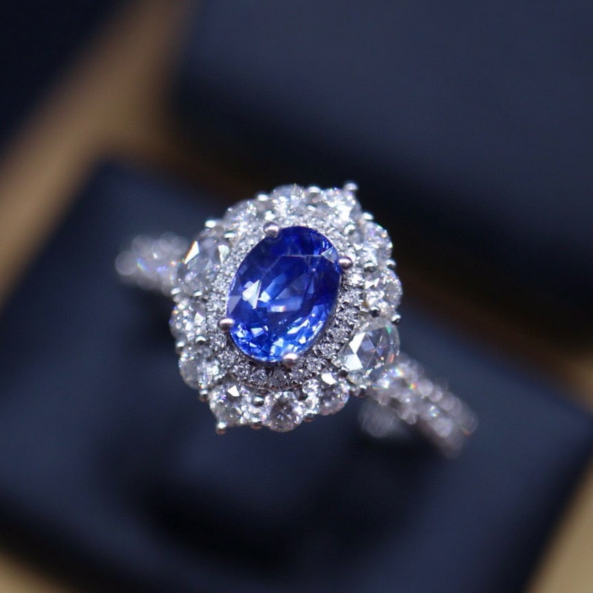 14k Gold 1.02 Ct Natural Sapphire & Diamond Ring - 3