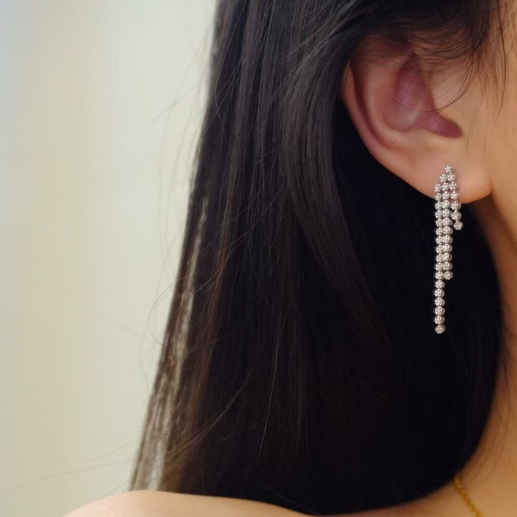 14k Gold 0.96 Ct Natural H Diamond Earrings - 2