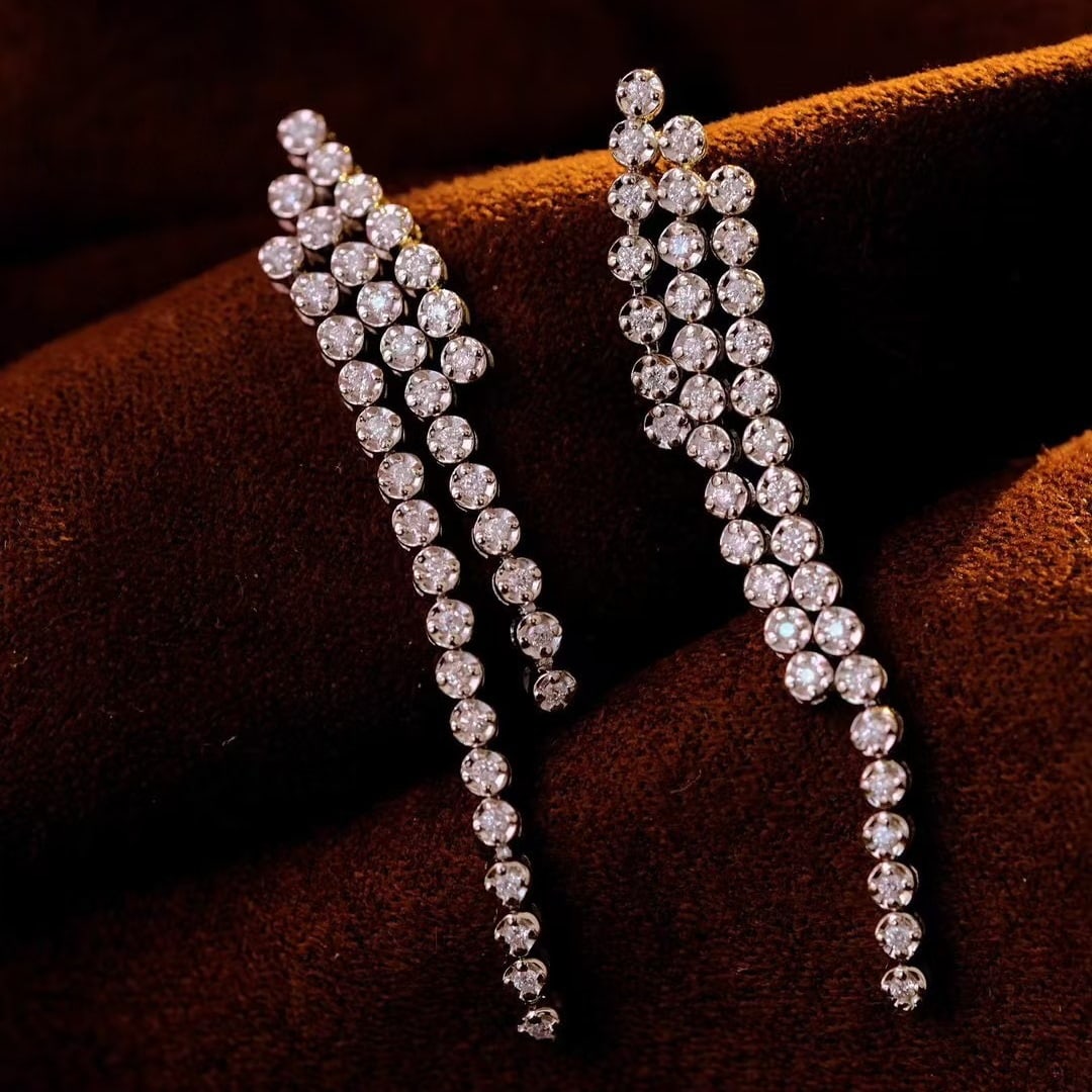 14k Gold 0.96 Ct Natural H Diamond Earrings - 5