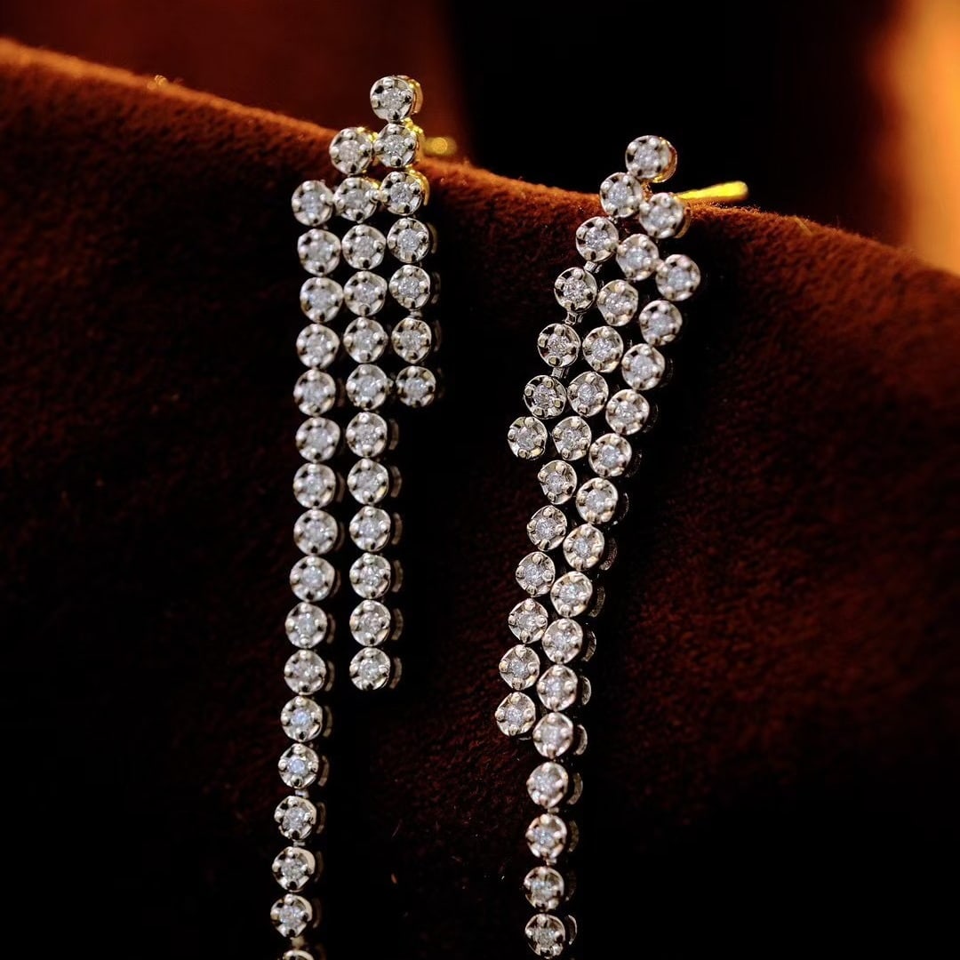 14k Gold 0.96 Ct Natural H Diamond Earrings - 6