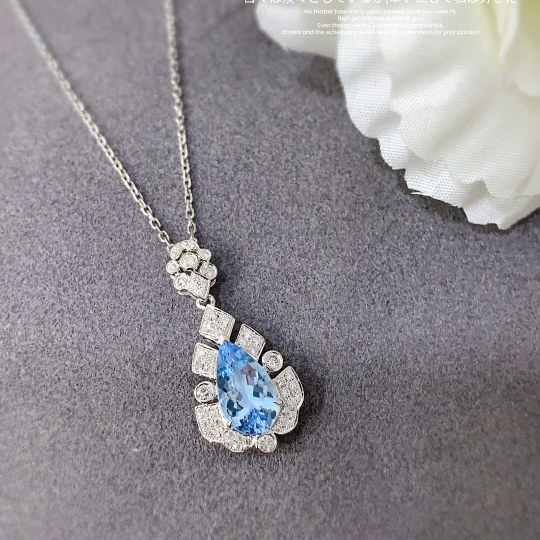 14k Gold 1.53 Ctw Natural Aquamarine & Diamond Pendant( Without Chain ) - 5