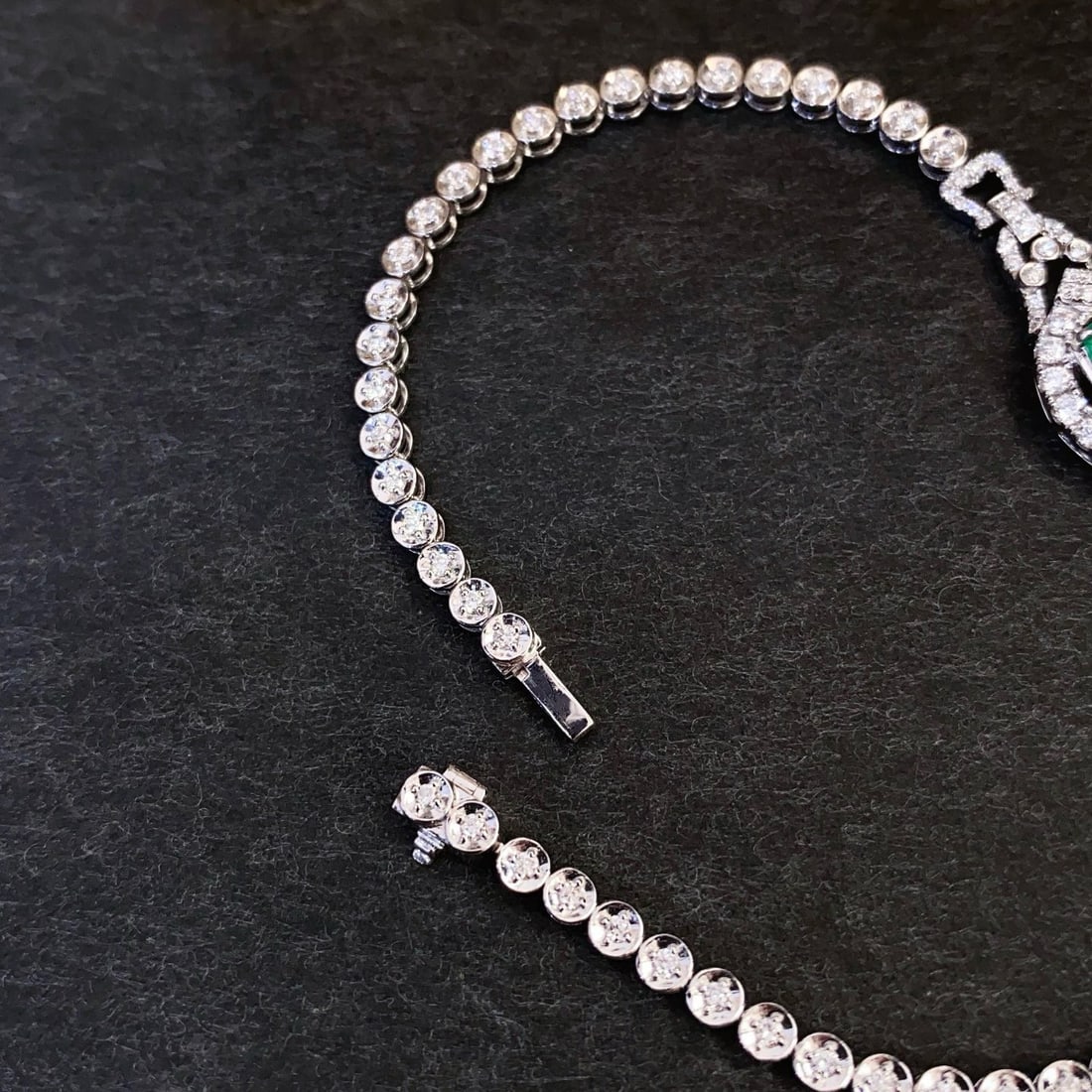 14k Gold 1.82 Ctw Vivid Green Natural Emerald & Diamond Bracelet - 5