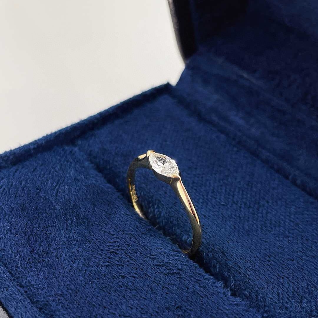 14k Gold 0.35 Ct Natural H Diamond Ring - 3