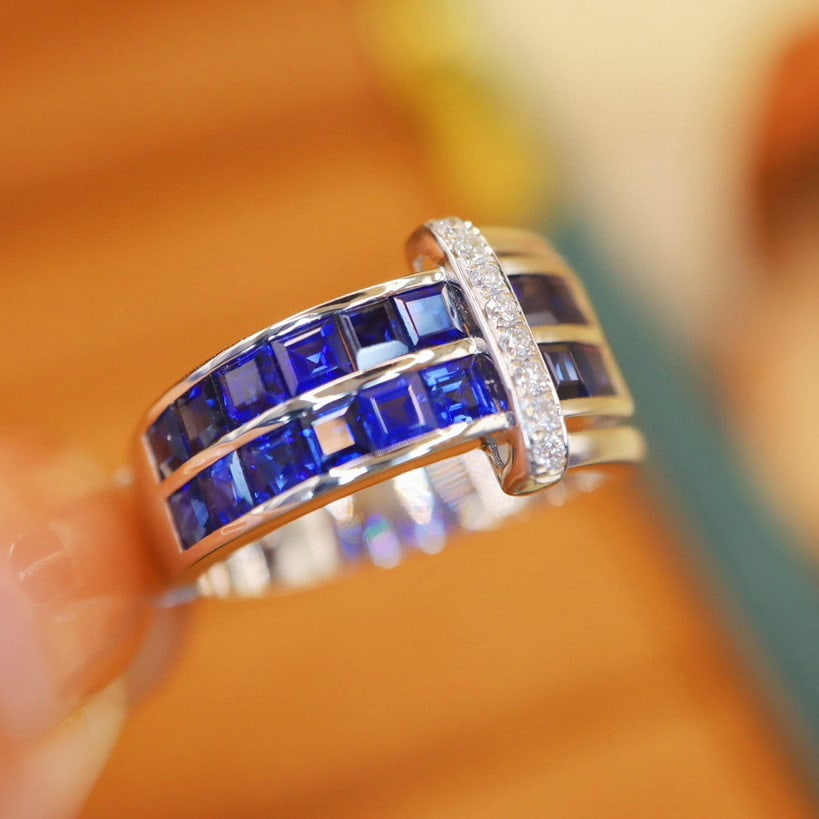 14k Gold 2.00 Ctw Natural Sapphire & Diamond Ring - 2