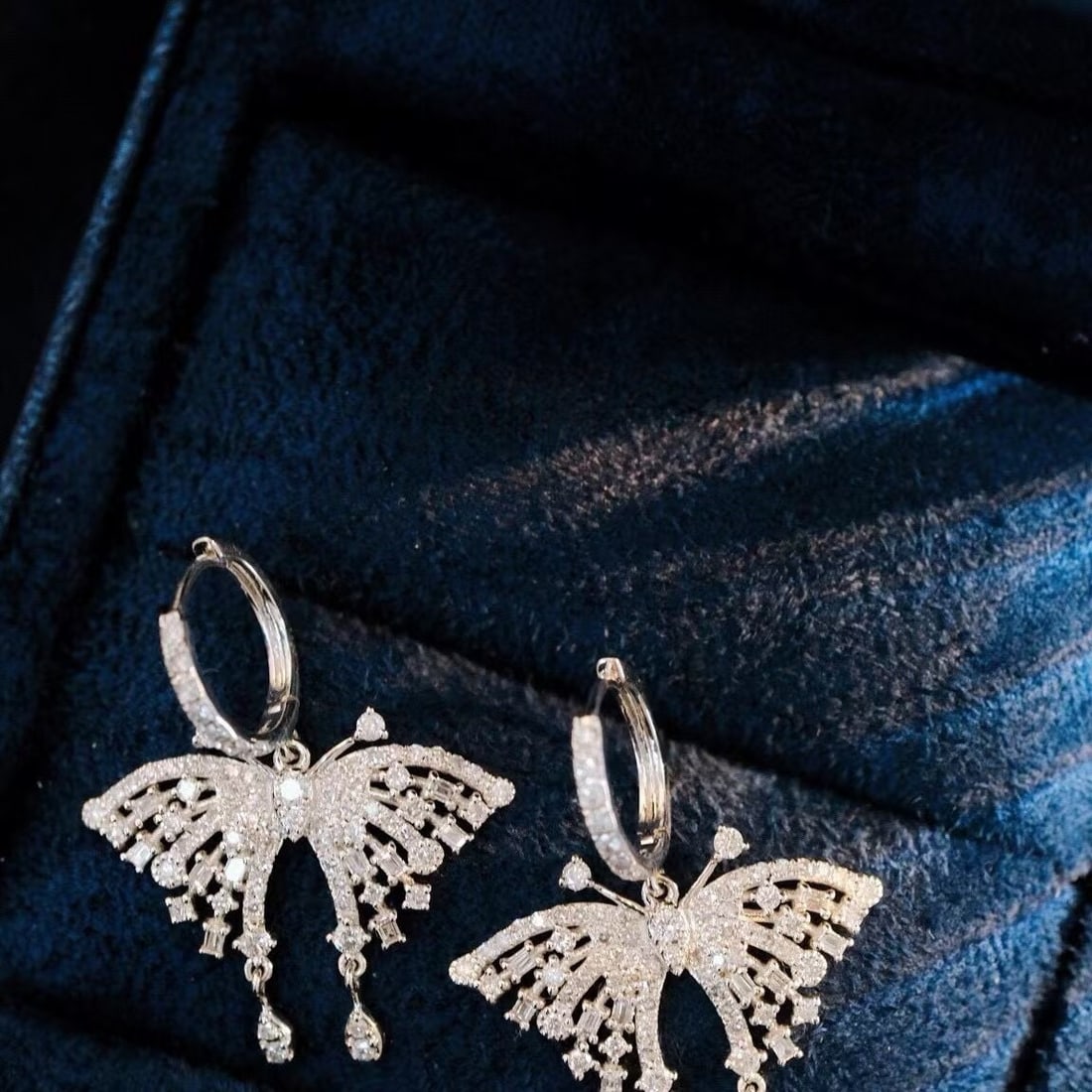 14k Gold 1.36 Ct Natural H Diamond & Butterfly Earrings - 6