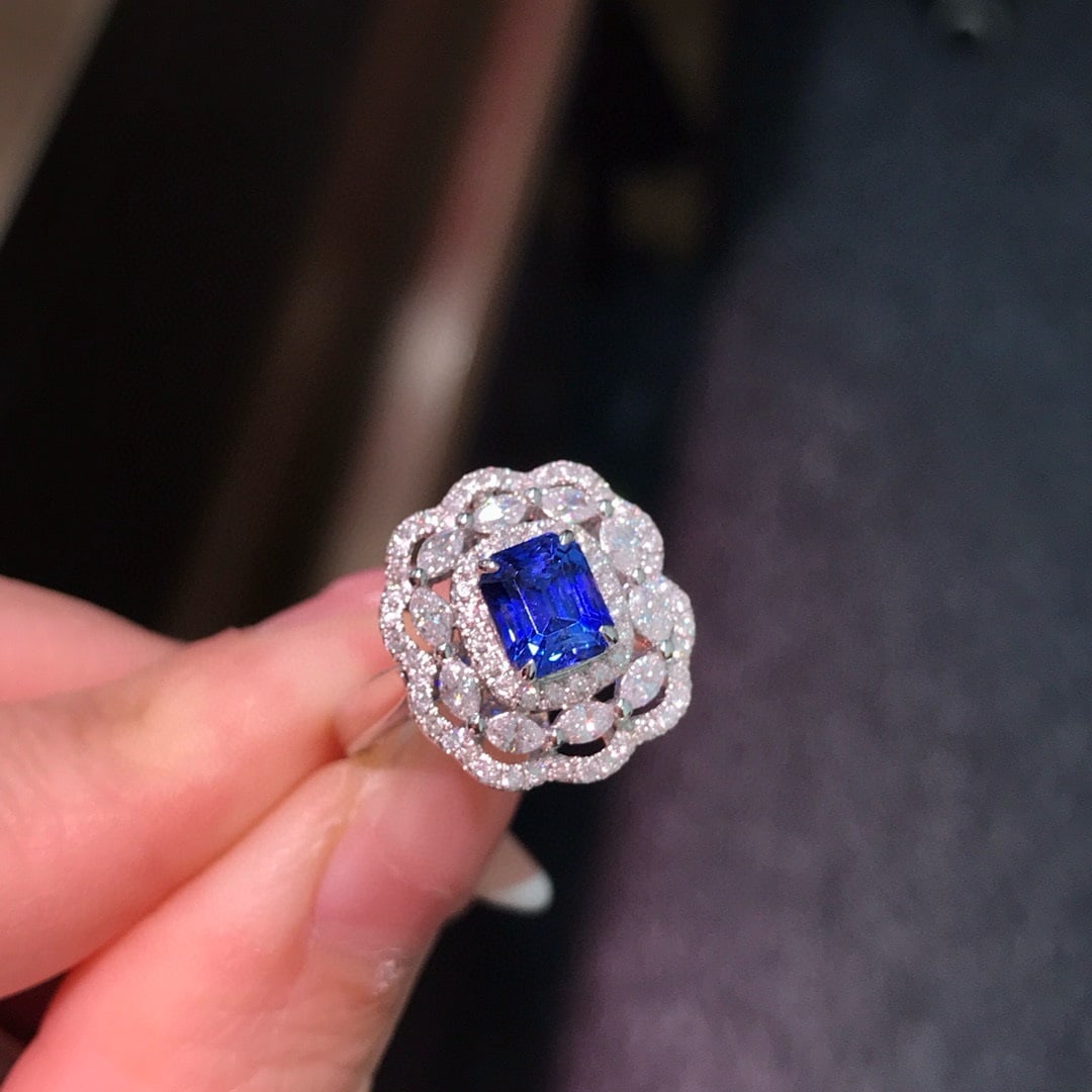 14k Gold 2.28 Ctw Natural Sapphire & Diamond Ring/pendant( Without Chain ) - 2