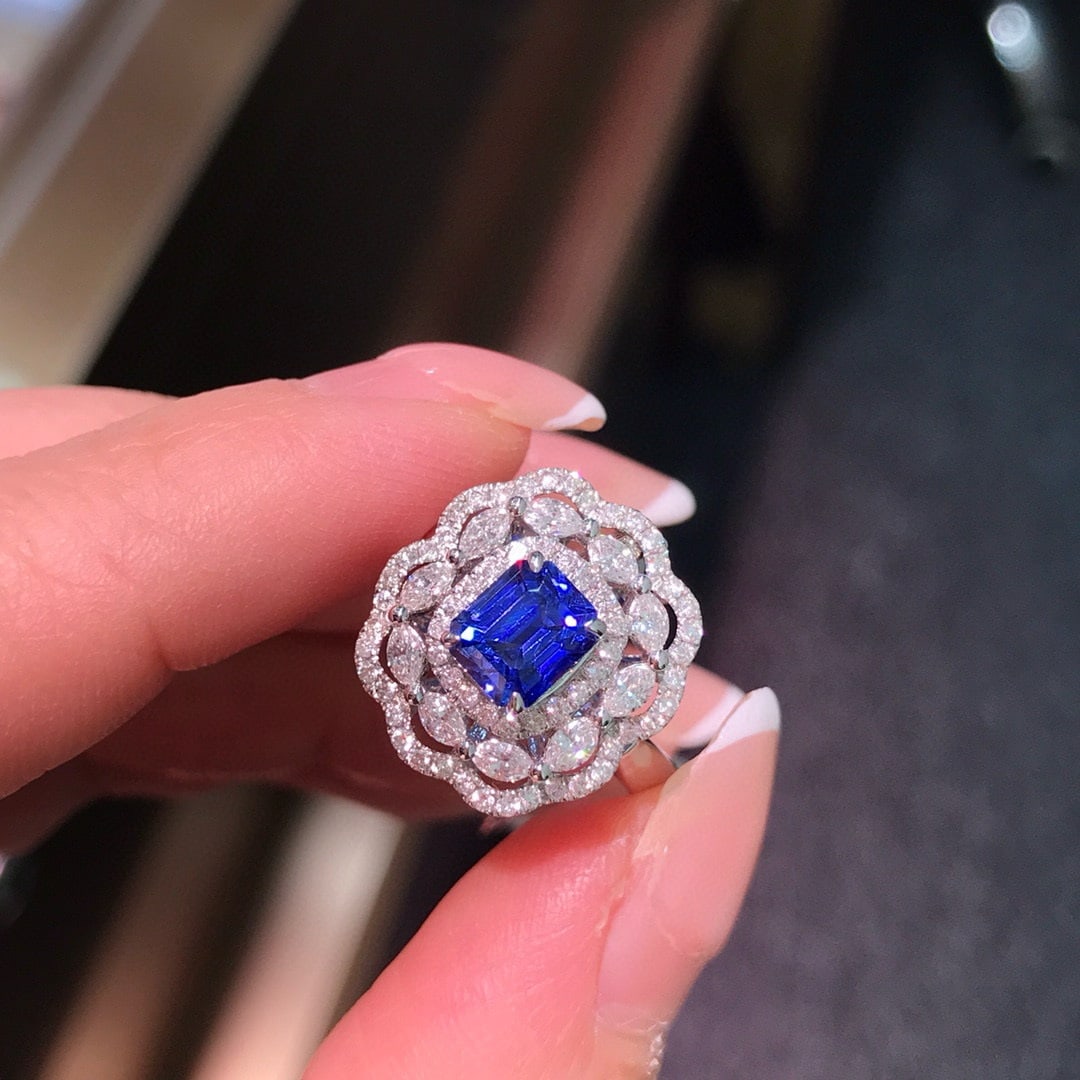 14k Gold 2.28 Ctw Natural Sapphire & Diamond Ring/pendant( Without Chain ) - 4