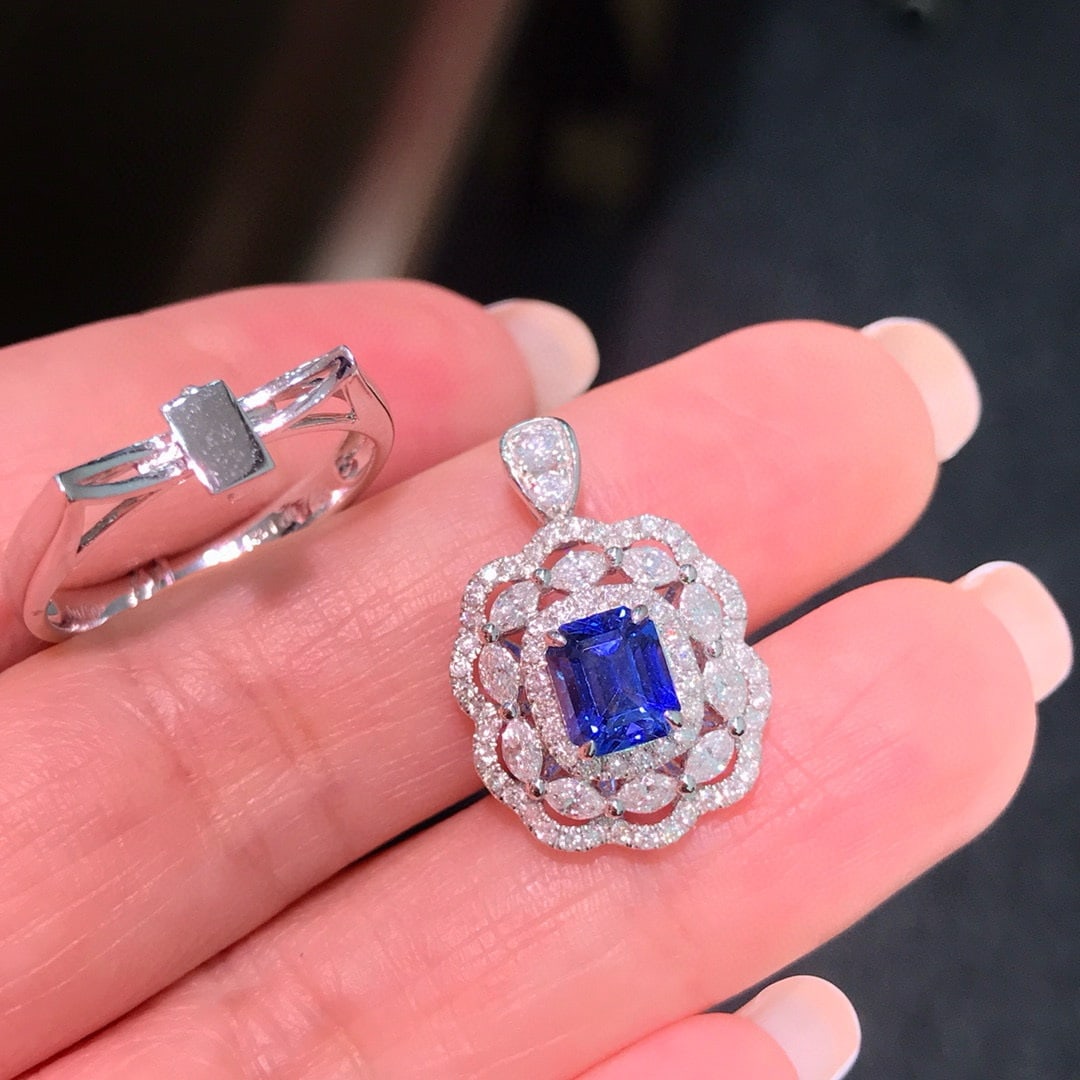 14k Gold 2.28 Ctw Natural Sapphire & Diamond Ring/pendant( Without Chain ) - 7