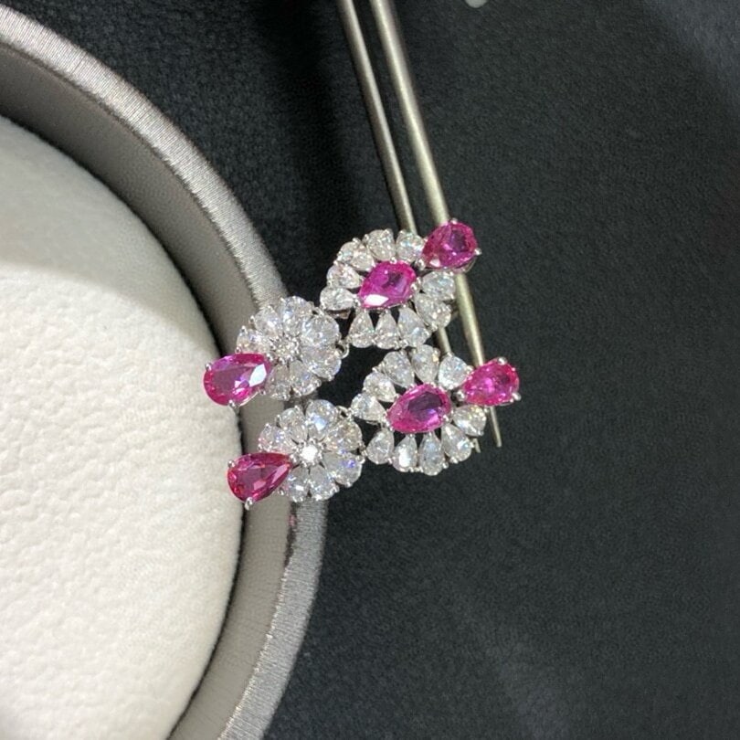 14k Gold 2.79 Ctw Natural Ruby & Diamond Earrings - 2