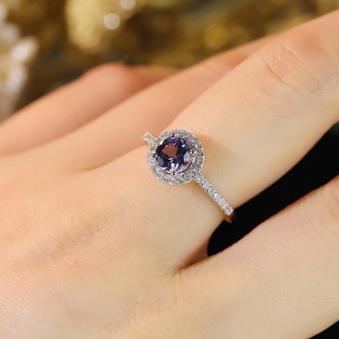 14k Gold 1.10 Ctw Natural Tanzanite & Diamond Ring - 7