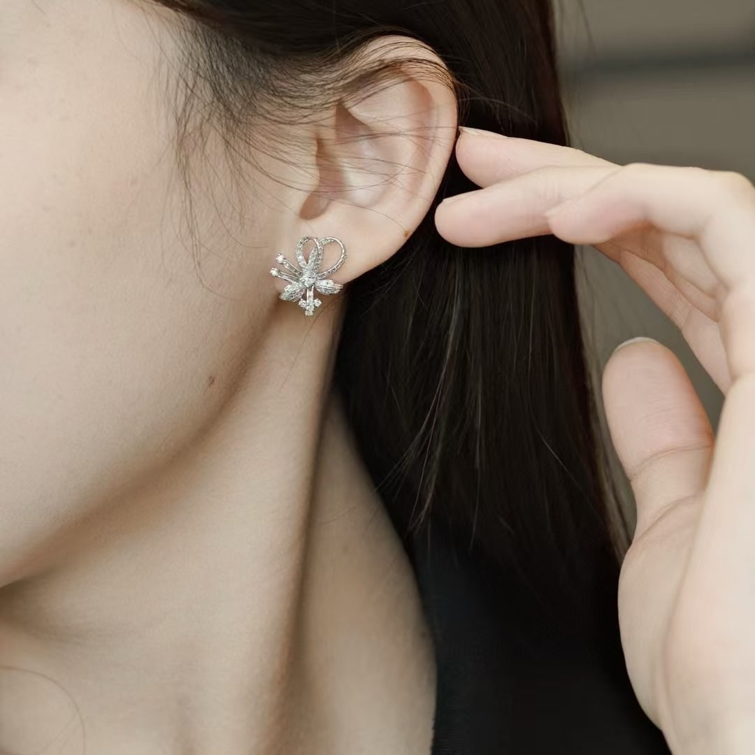 14k Gold 0.96 Ct Natural H Diamond Earrings - 6