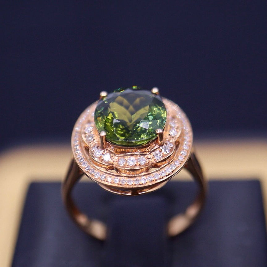 14k Gold 3.05 Ct Natural Tourmaline & Diamond Ring - 5