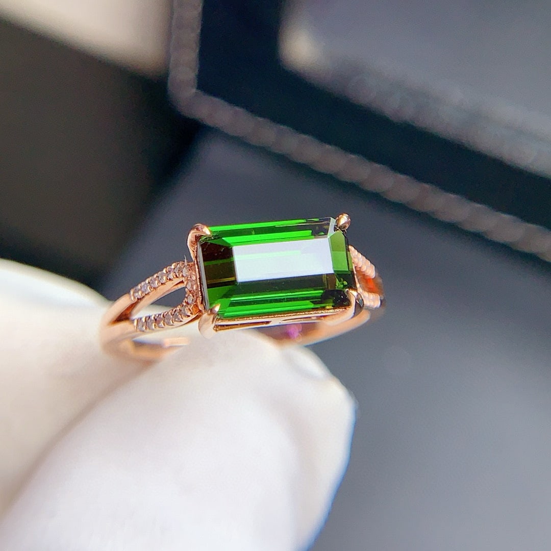 14k Gold 2.6 Ct Natural Tourmaline & Diamond Ring - 5