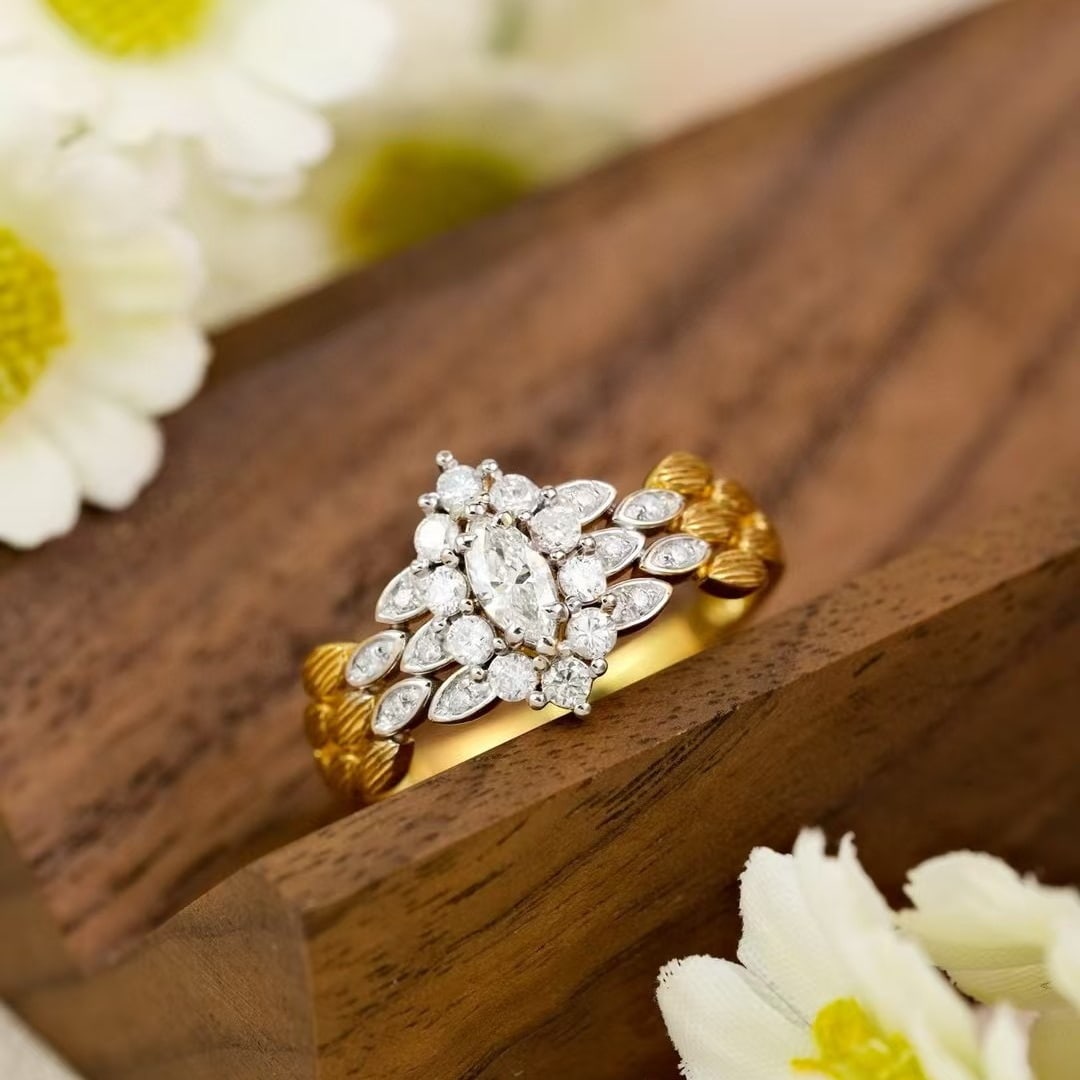 14k Gold 0.88 Ctw Natural H Diamond Ring - 3