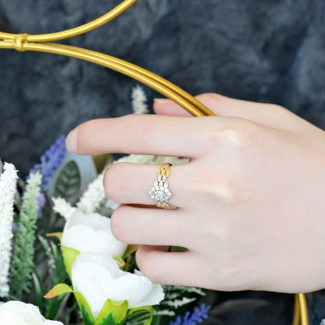 14k Gold 0.88 Ctw Natural H Diamond Ring - 6