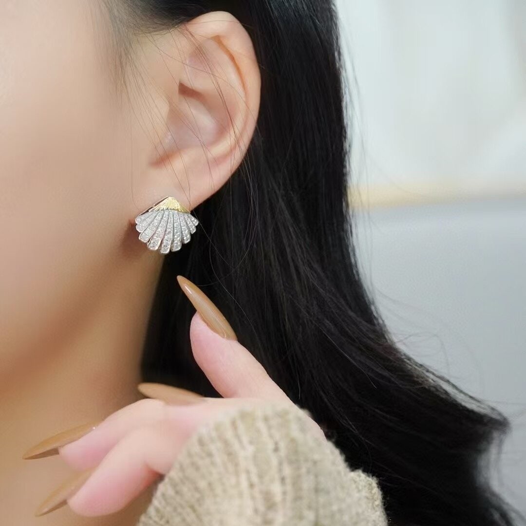 14k Gold 0.8 Ct Natural H Diamond Earrings - 2