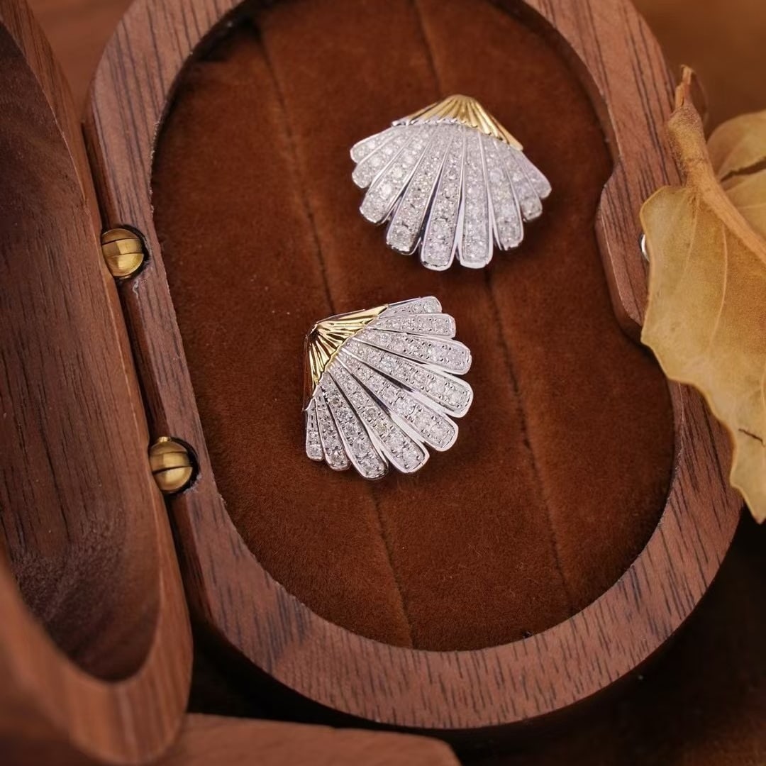 14k Gold 0.8 Ct Natural H Diamond Earrings - 6