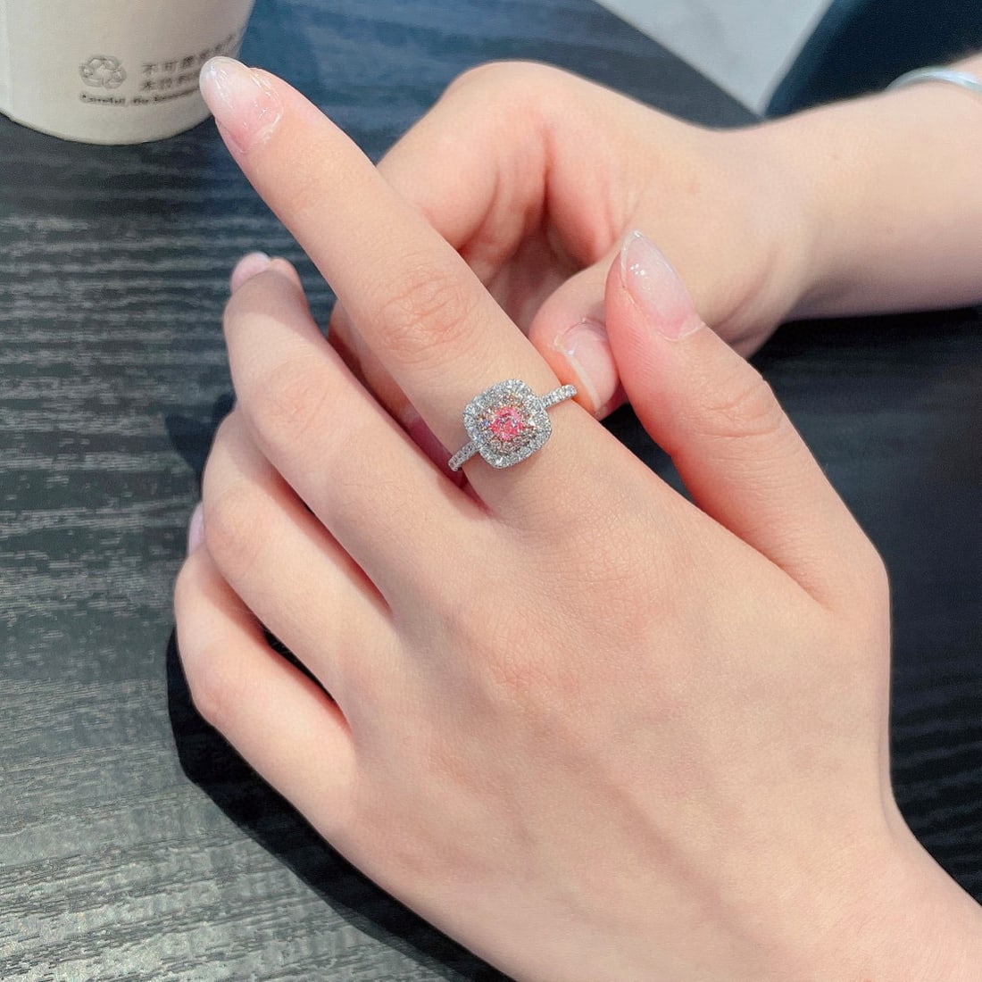 Gia Certified 14k Gold 0.81 Ctw Natural Pink Diamond & Diamond Ring - 2