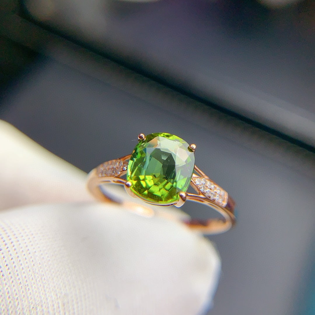 14k Gold 1.75 Ct Natural Tourmaline & Diamond Ring - 7