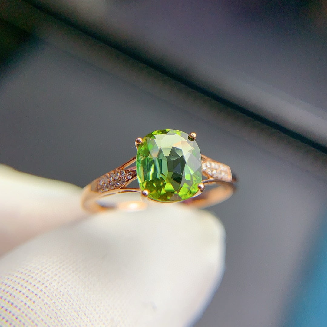 14k Gold 1.75 Ct Natural Tourmaline & Diamond Ring - 8