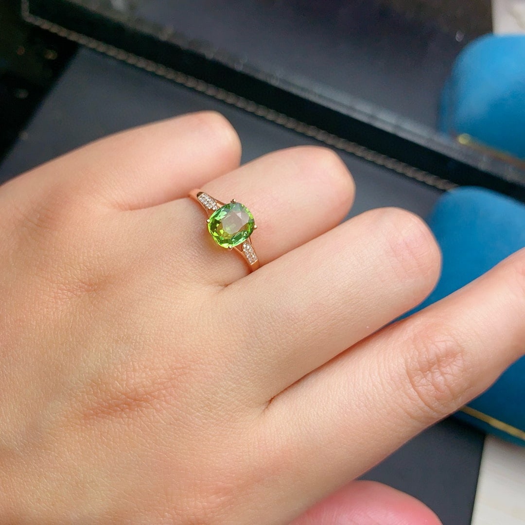 14k Gold 1.75 Ct Natural Tourmaline & Diamond Ring - 9