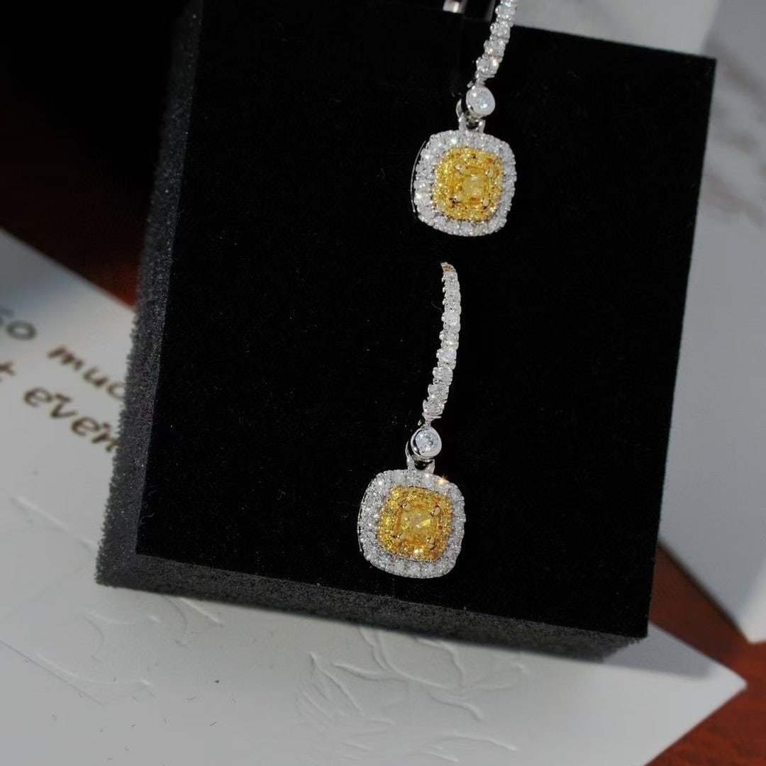 14k Gold 0.6 Ct Natural Color Diamond Earrings - 5