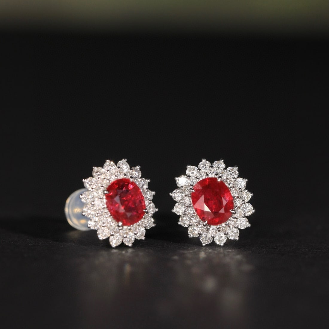 14k Gold 1.68 Ctw Natural Ruby & Diamond Earrings - 2