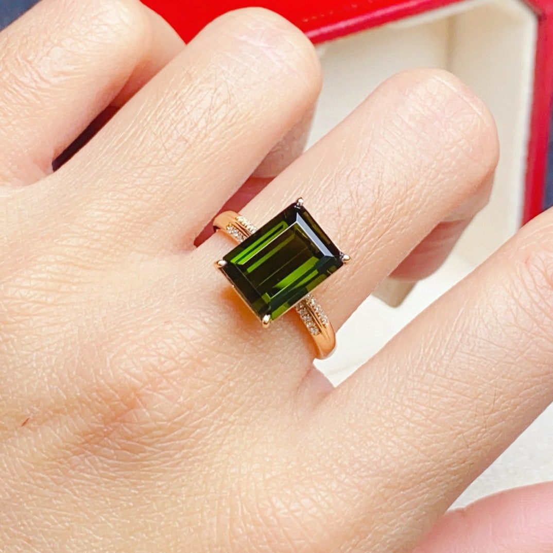 14k Gold 4.56 Ctw Natural Tourmaline & Diamond Ring - 3