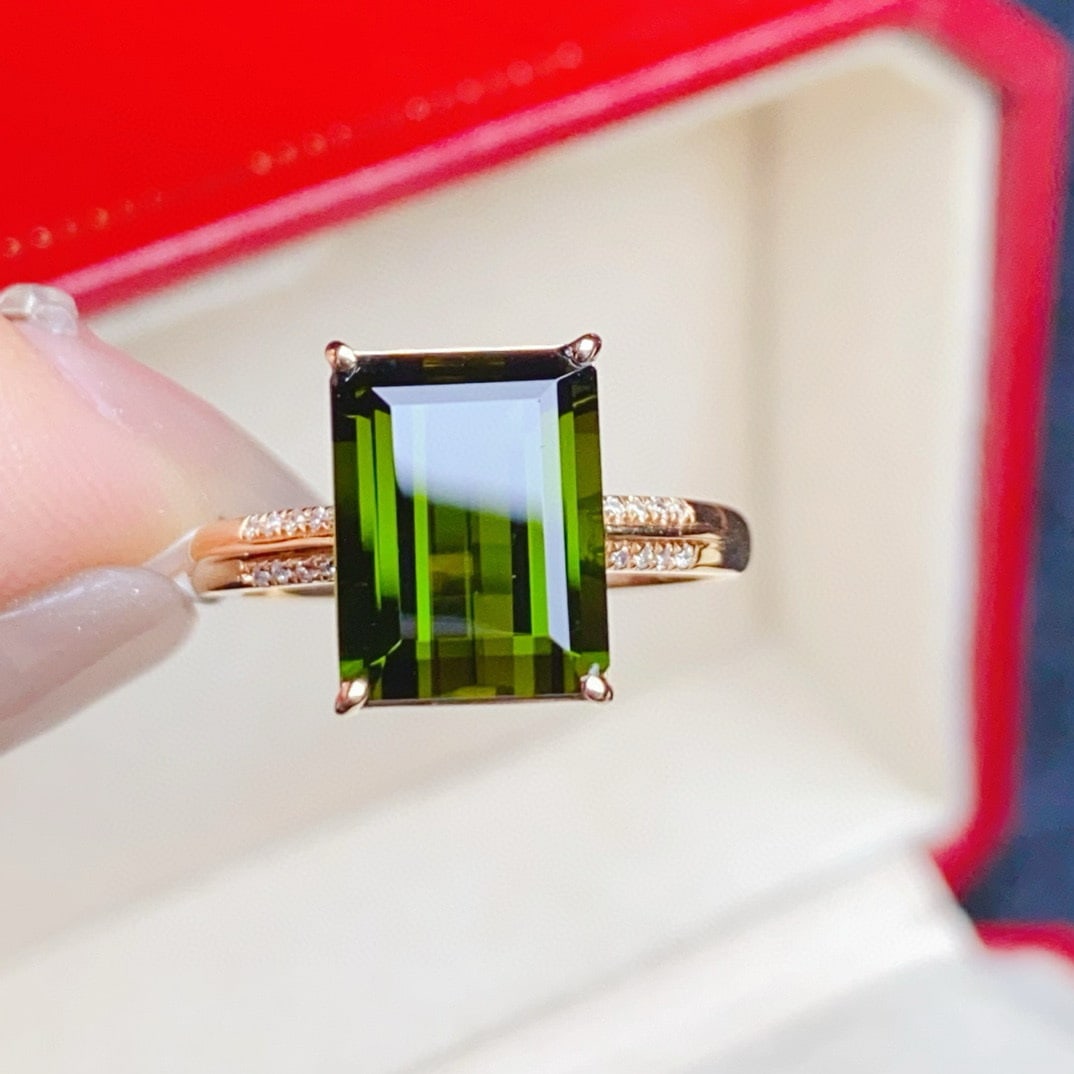 14k Gold 4.56 Ctw Natural Tourmaline & Diamond Ring - 4