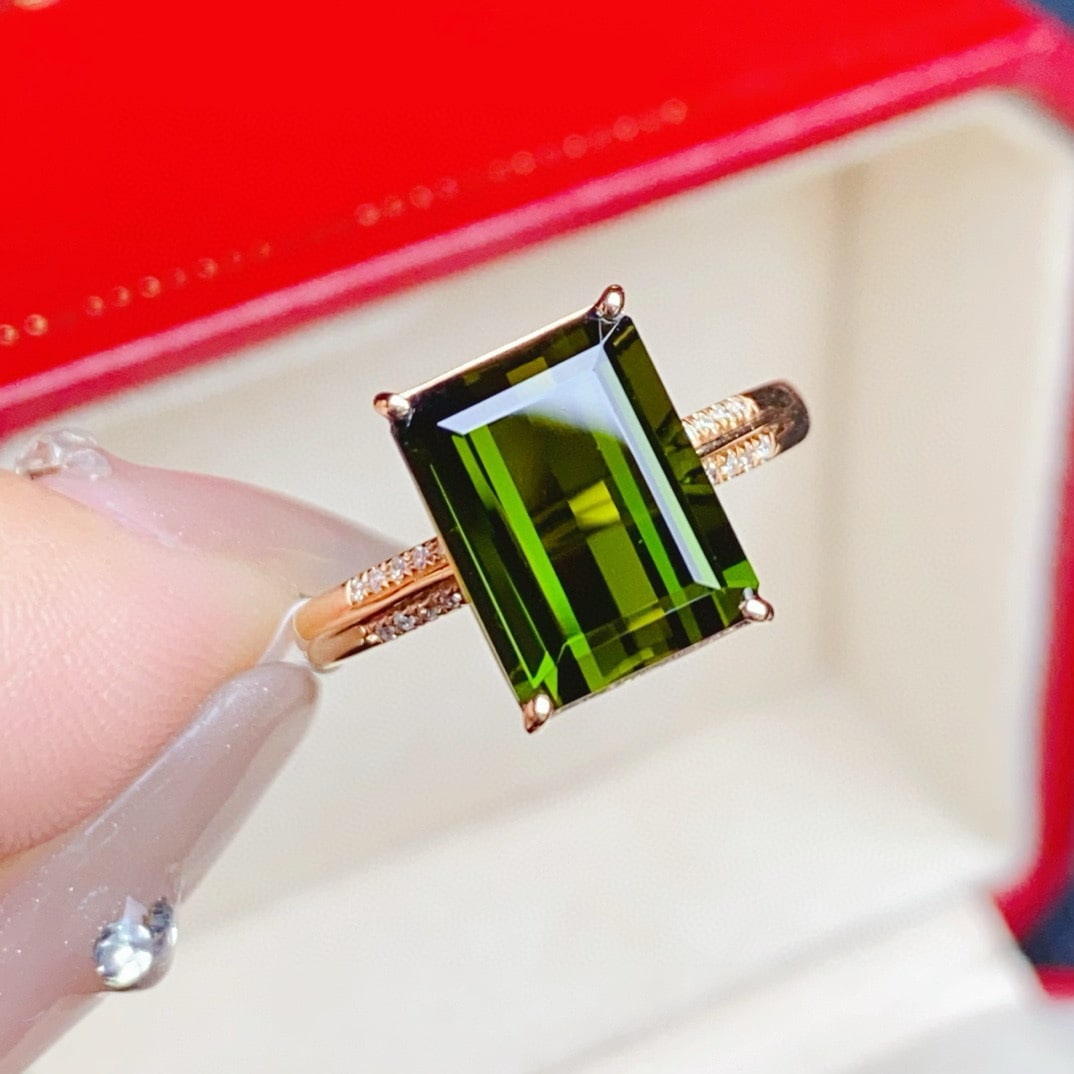 14k Gold 4.56 Ctw Natural Tourmaline & Diamond Ring - 5