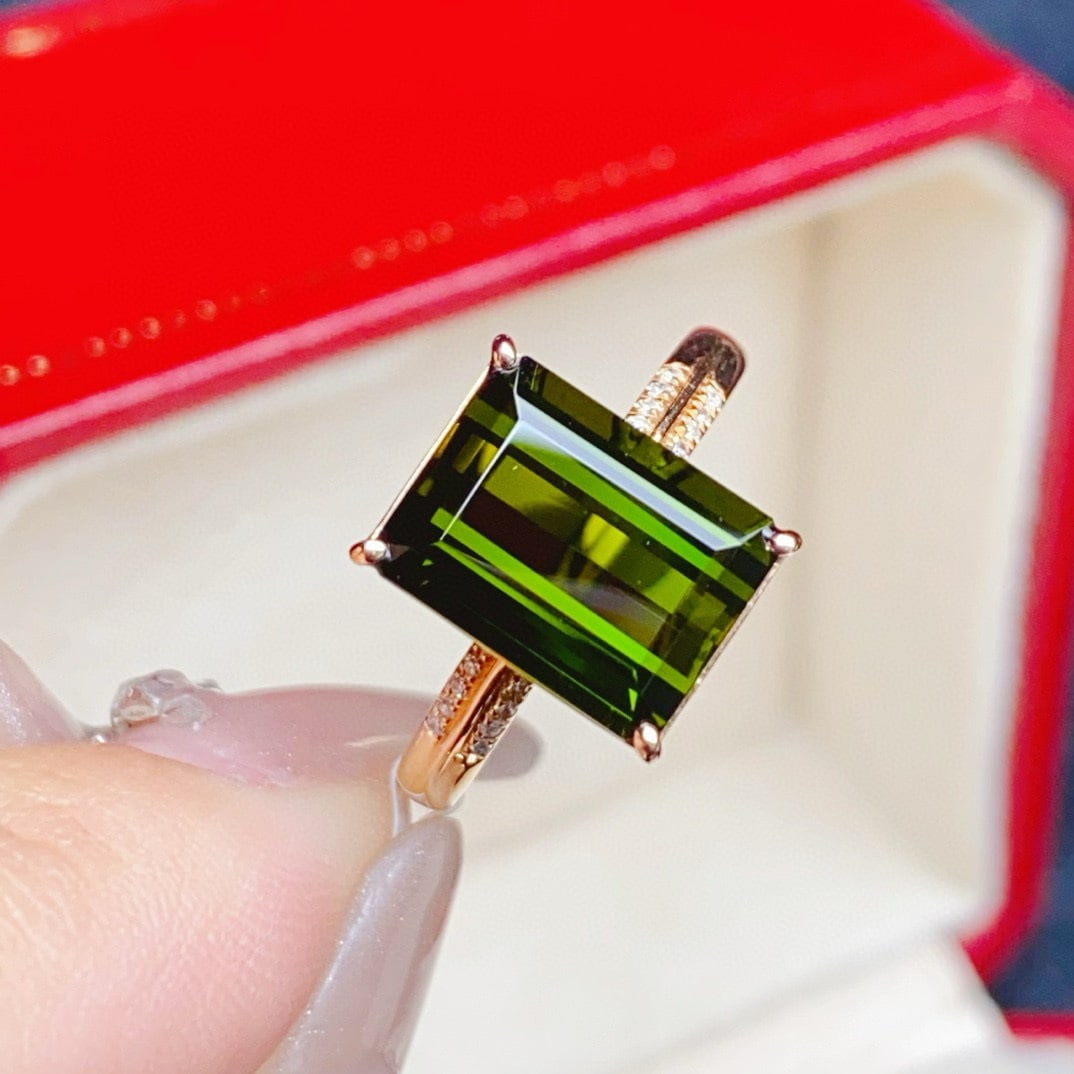 14k Gold 4.56 Ctw Natural Tourmaline & Diamond Ring - 6