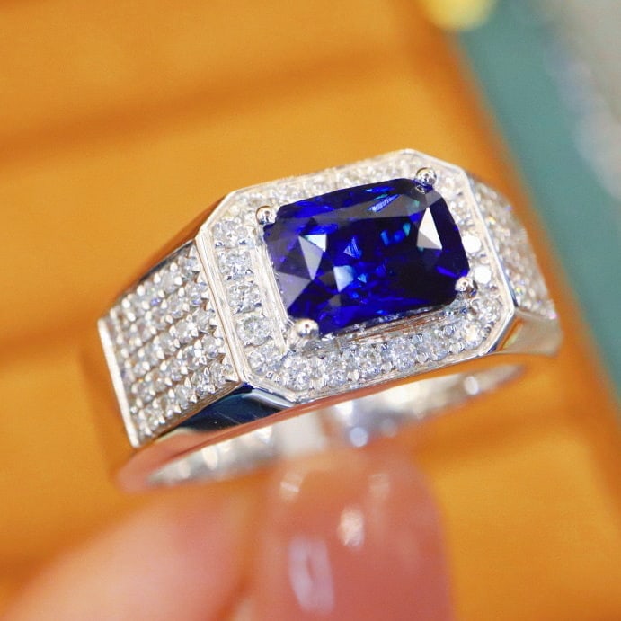 14k Gold 2.85 Ctw Natural Sapphire & Diamond Ring - 3