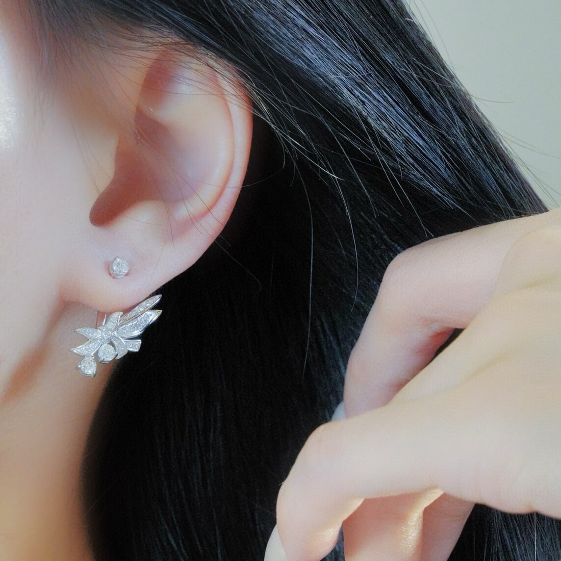 14k Gold 1.1 Ct Natural H Diamond Earrings - 3