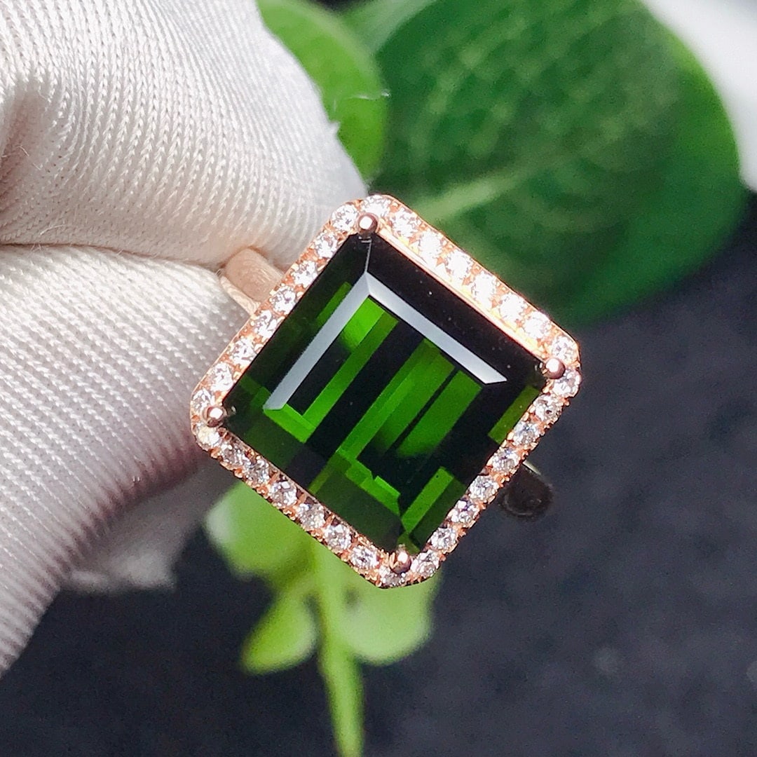 14k Gold 8.77 Ctw Natural Tourmaline & Diamond Ring - 2