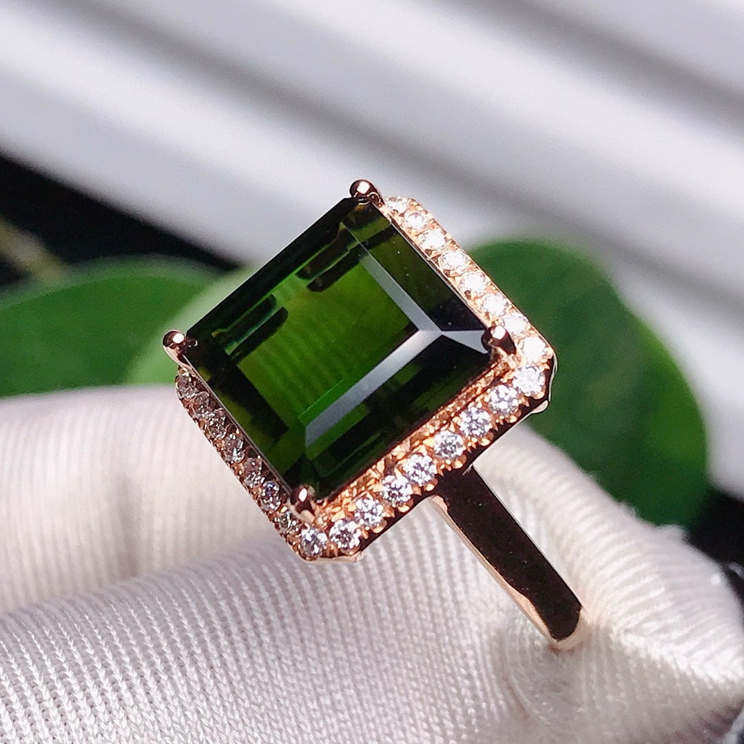 14k Gold 8.77 Ctw Natural Tourmaline & Diamond Ring - 6