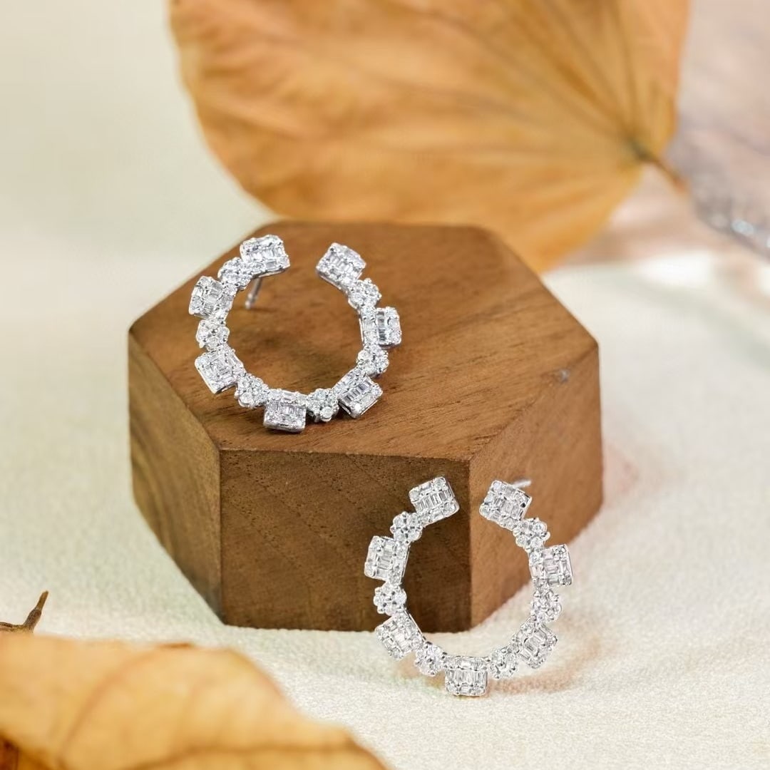 14k Gold 1 Ct Natural H Diamond Earrings - 2