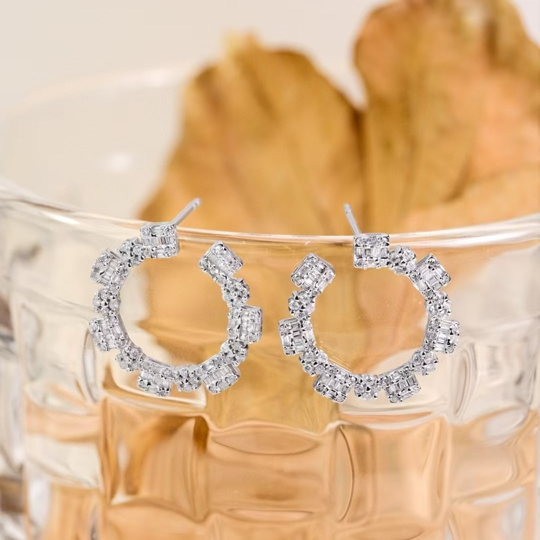 14k Gold 1 Ct Natural H Diamond Earrings - 6