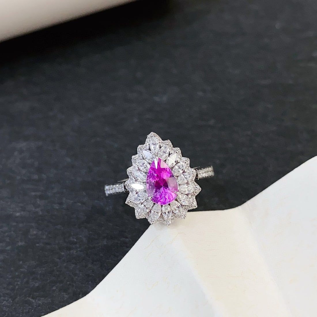 14k Gold 1.84 Ctw Natural Sapphire & Diamond Ring/pendant( Without Chain ): Ref:230940269 // gold content:14k gold // ring size:7. 25us // // main gemstone:sapphire // shape:pear // carat weight:1. 04ct // color:pink // treatment:natural // // adjacent gemstone 2 :