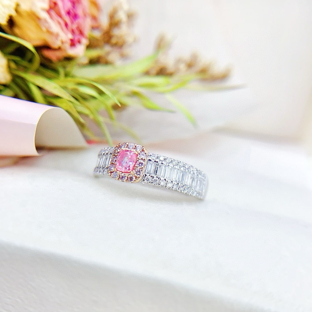 14k Gold 0.81 Ctw Natural Pink Diamond & Diamond Ring - 3