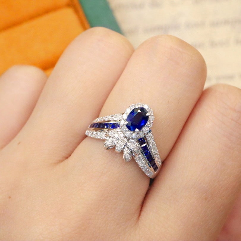 14k Gold 1.06 Ctw Natural Sapphire & Diamond Ring - 5