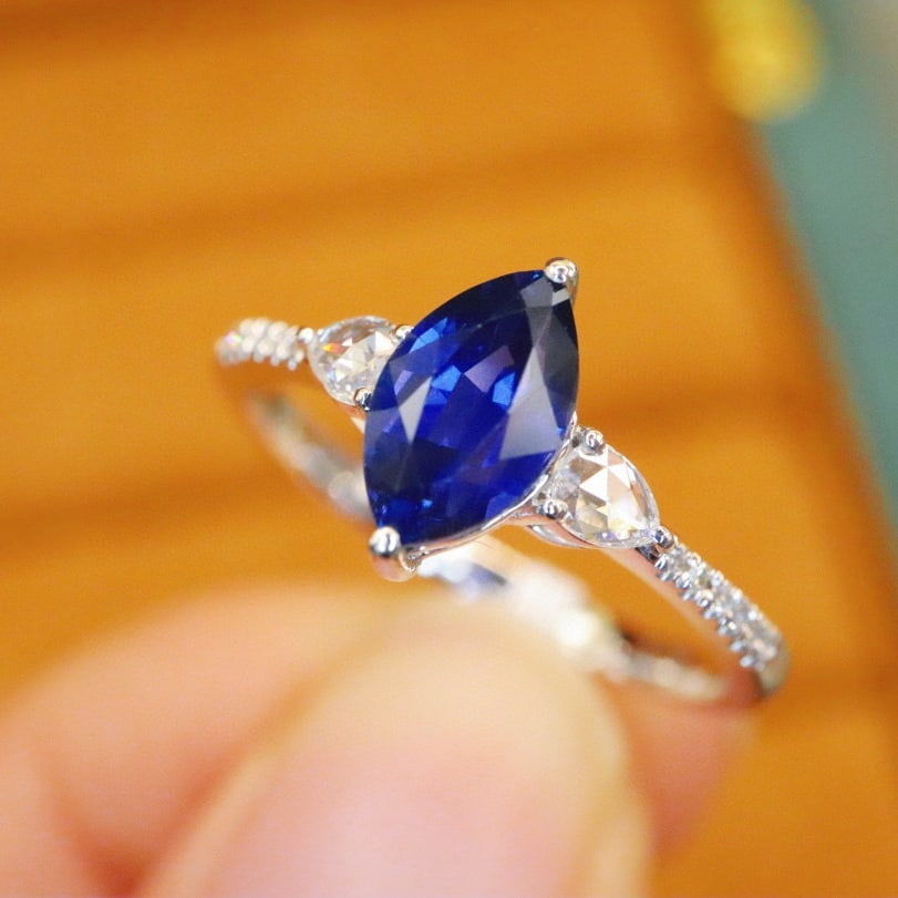 14k Gold 1.26 Ctw Natural Sapphire & Diamond Ring - 3