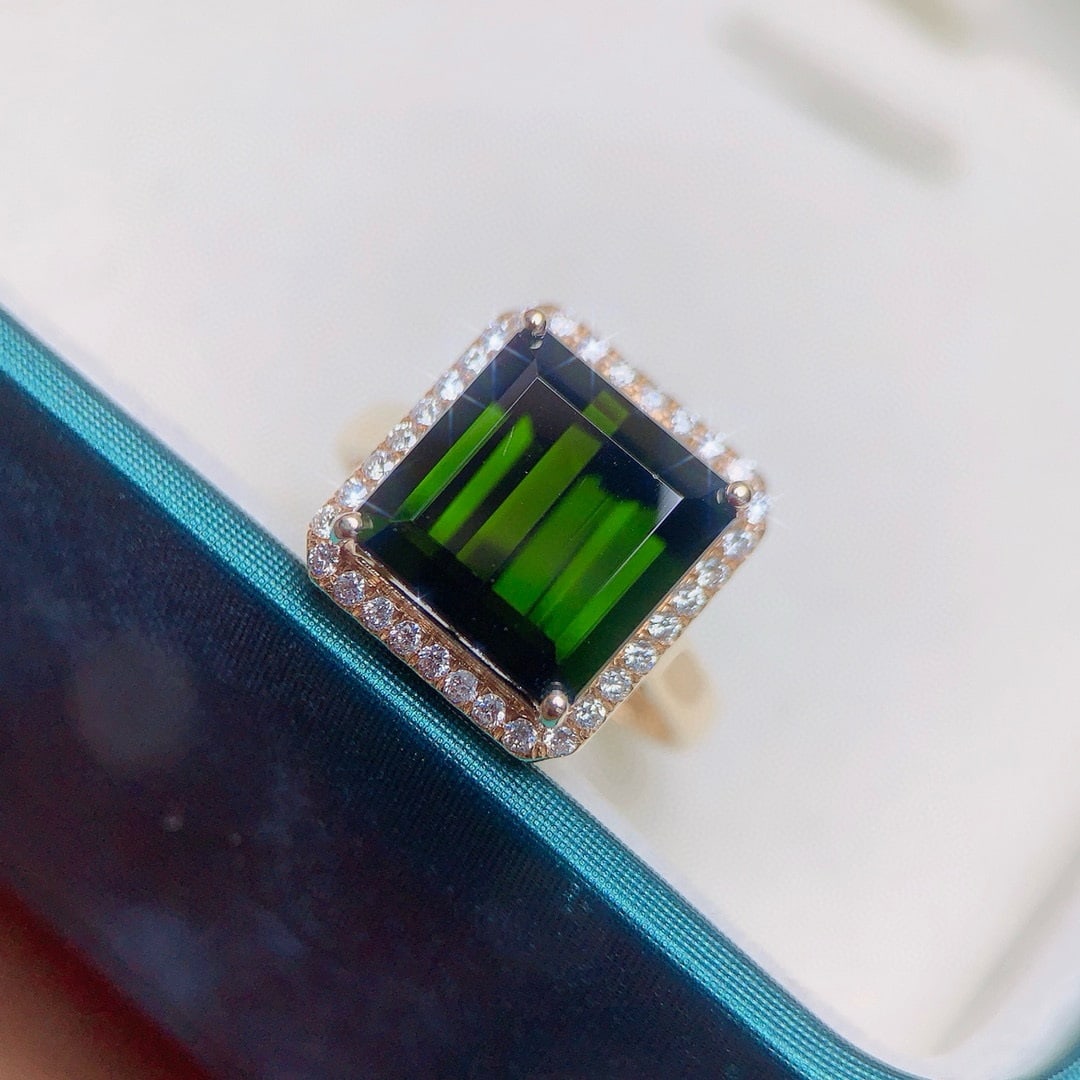 14k Gold 7.73 Ctw Natural Tourmaline & Diamond Ring - 2