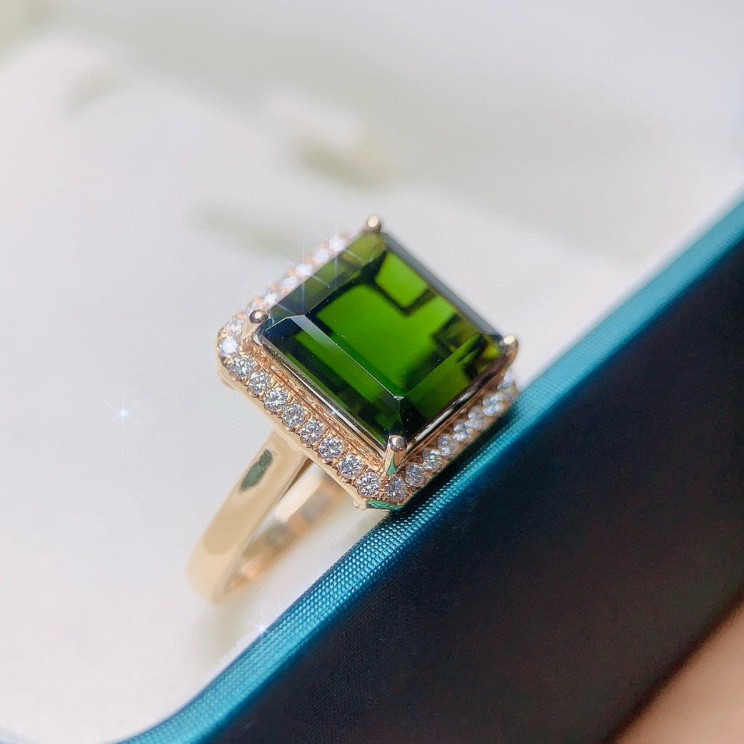 14k Gold 7.73 Ctw Natural Tourmaline & Diamond Ring - 3