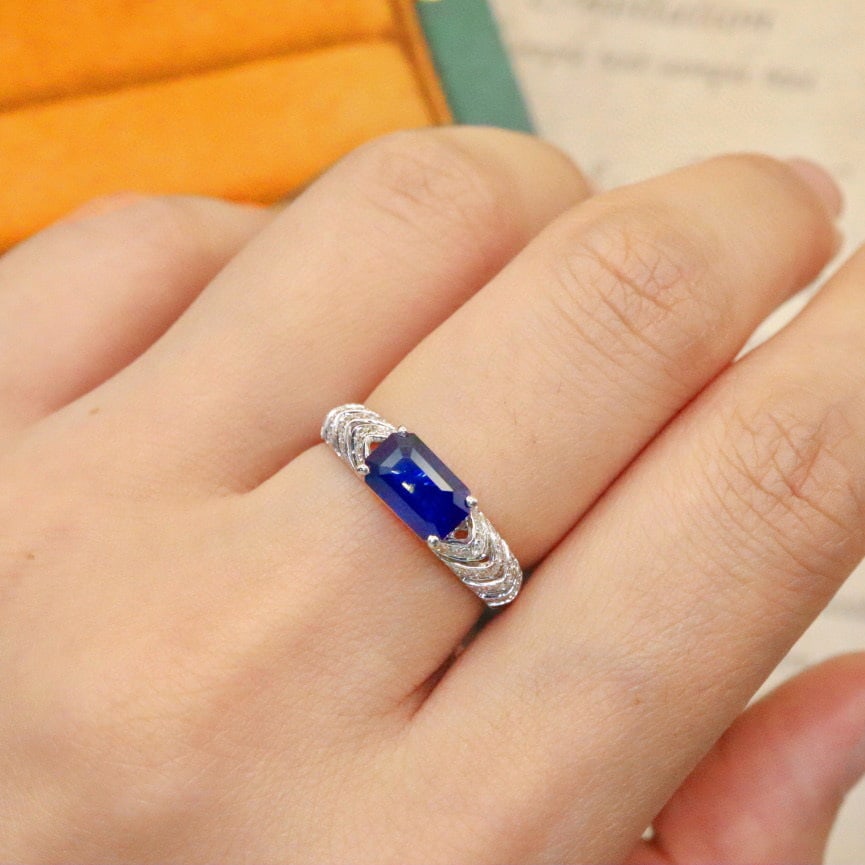 14k Gold 1.75 Ctw Natural Sapphire & Diamond Ring - 5